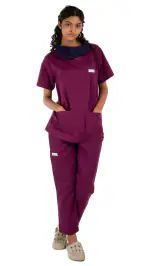 VastraMedwear Scrub Suit Female Wine Shirt, Pant Hospital Scrub