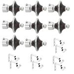 LEEZEN ABS Black Curtain Knob with Stainless Steel Curtain Bracket ( PARDA Support) for Door and Window Accessories Fitting for Bedroom and Kitchen Area for 1 Inch Curtain Rod (Pack of 4 Set, Black)