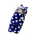 BUMTUM 3-in-1 Hooded Baby Soft Blanket Wrapper| Swaddle For New Born Babies(Boys & Girls) 0-6 Months, Travel-Friendly, Star Printed (Blue)