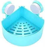 SHOPARAM Plastic Corner Shelf Triangle Soap Holder With Wall Mount Suction Cup