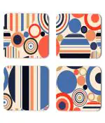Whats Your Kick Pattern Design Geometrical Design Printed Set of 4 Coaster With Metal Stand