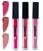 bq BLAQUE Matte Liquid Lipstick Combo of 3 Lip Color # 108-113-116 (Fuschia Pink, Brown, Light Nude Brown, 12 ml)