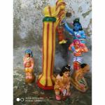 GP DECOR Clay Krishnan And Pot Of Butter Uriyadi Set Doll (Set Of 6) 7.6x7.6x22.9 cm