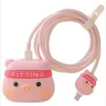 RUPELIK (20W Apple Charger Case Pink Fitting) Cartoon 3D Design Protective Case Cover for 20W / 18W iPhone USB-C Power Adapter Charger, Cute Cartoon Lightning Data Cable Case Cover for iPhone Charger Designer Case Cover