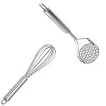 BLESS KRAFT Stainless Steel Potato Masher and Wishk Hand Blender & for Blending Egg, Chocolate, Curd