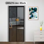 Classic Mosquito Net Black Polyester Magnetic Screen Door Mesh with Hook & Loop 205 cm x 70 cm