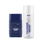 Riya Thunder Heart Beats For India Blue Perfume (100 ml) & White Deo (150 ml) For Men & Women Long Lasting Fragrance Aquatic & Amber Notes Pack Of 2