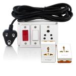 Hi-Plasst Multi Outlet Extension Electrical Switch Board With 1 Switch, 1 Socket And Indicator 4 mtr
