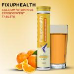Fixuphealth Calcium 500mg and Vitamin D3 Effervescent Orange (Pack of 4) 20 tablets each