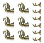 GLOXY ENTERPRISE Set of 3 Swan Bird Shape Aluminium curtain brackets for curtain Designer Parda Holder with Support 1 Inch Curtains Rod Pocket Finials and Support Fittings for Door & Window-Antique