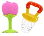 Manan Shopee Kids Yellow, Apple Silicone Teether With Baby Fruit Nibbler Pacifier (Pack Of 2)