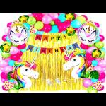 SV Traders Unicorn Theme Birthday Decoration Multi Color Set Of 71 Pcs-Multi Color