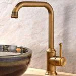 SANIKART Antique Mixer Tap Bathroom Basin Sink Faucet Single Handle Single Hole Solid Brass