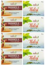 Subaxo Herbal Radiance-x | Almond Soap | Sandalwood Soap | Beauty Soap |- 4 Pc & Ayurvedic Tulsi Soaps | Glycerin Soaps| Herbal Soaps For Soft & Glowing Skin| -4 Pc ( Each 75 G)