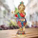ARTVARKO Home Decor Brass Krishna Idol - 15 inch Big