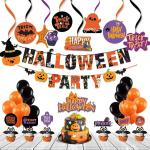 Festiko Halloween Theme Party Decoration Combo (36 Pcs), Halloween Themes Party Favors For Party Decoration (Banner, Bunting, Swirls, Balloons, Cake Toppers, Cup Cake Topper, Ribbons)