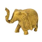Kalarambh Bharat Haat Yellow Brass Elephant Statue Handicraft Art 9.39 x 3.81 x 6.35 cm