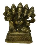 Kalarambh Brass Panchmukhi Ganesha/Ganesh/Ganpati Idol Murti Statue for Home Pooja Puja Mandir Decor Collectible Handicraft Art, Yellow, 4 x 2.2 x 4.5 Inch (L x W x H)
