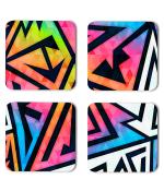 Whats Your Kick Vector Design Rainbow Abstract Design Printed Set of 4 Coaster With metal Stand