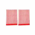 Abeer - Red Striped Cotton Hand Towel - 40 X 60 Cm (Set Of 2)