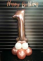 Festiko 1st Birthday Decorations Items For Kids (32 Rose Gold Number 1 Foil Balloons, Happy Birthday Banner, 10Pcs Latex Balloons)