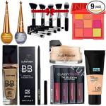 CLASSYHUDA PROFESSIONAL FOUNDATION, KAJAL, MINI LIPSTICK, FOUNDATION, FACE POWDER, GLITTER SHINING MULTICOLOR EYELINER, BRUSHES SET & EYESHADOW. COMBO DASHING FACE MAKEUP KIT