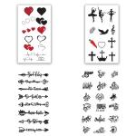 Temporary Tattoowala Line Art Angle Heart Designs Pack of 4 Temporary Tattoo Sticker For Men and Woman Temporary body Tattoo (2x4 Inch)