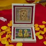 pujaNpujari Tirupati Balaji Photo Frame with Shubh Labh Charan Paduka for Pooja Room, Return Pooja Gift Box Set