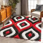 SWEET HOMES Red and black Microfiber Carpet 10 x 12 Feet