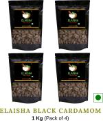 Elaisha Black Cardamom Whole Badi Elaichi, 1 Kg (Pack Of 4)
