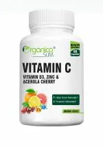 Organico SLIM Vitamin C with Acerola Cherry, Vitamin D3, Zinc, and Rosehip Extract - Antioxidant Support for Immunity, Skin, and Overall Health - 60 Capsules
