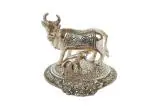 Rastogi Handicrafts Silver Plated Cow Calf Idol/Figure/Figurine Showpiece Home Decor Metal Idol