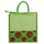 S.B. Bags Printed Eco-friendly Jute Bag/Shopping Bag/Grocery Bag with Zip Closure, Small,SB164S