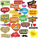 Zyozique 24 Pcs Wedding Props for Bride and Family Photo Booth Board/Haldi Photo Booth Props