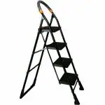 Store 56 Black Steel Foldable 4 Step Ladder: