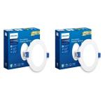 PHILIPS Astra Glow 15-watt Round LED Downlighter | Recessed LED Downlight for False Ceiling | LED Ceiling Light for Home and Hall | Cut Out: 6 inch, Cool Day Light, Pack of 2