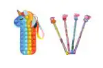 Jellify Multicolor Silicon Unicorn Shaped Colorful Pop It Pouch And Pepa Pig Stacking Pencil Push-Up Non - Sharpening For School College