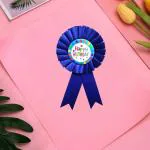AMFIN Happy Birthday Ribbon Badge Dotted Design for Party Favor, Birthday - Dark Blue with Pin (Pack of 1)
