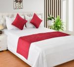 HOMADORN Premium Velvet Quilted Set of Bed Runner (16 x 96 inches) & 2 Cushion Covers (16 x 16 inches) Combo Set