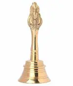RTWARE Brass Puja Hand Bell, Pooja Ghanti/Ghanta 5 inch for Prayer at Home, Temple, Mandir Bell, Diwali
