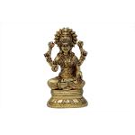 Kalarambh Bharat Haat Yellow Brass Maa Laxmi on Bajath Handicraft Art 9 x 7 x 15 cm