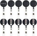 Shining Zon Round Shape Yo-Yo Retractable Key Ring for ID Card Holder (Black Pack Of 10)