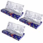 Freshee Pack of 3 x 75 Pre Cut Heavy Duty Aluminium Foil Sheet 30 cm x 27 cm Pack of 2, Pop up Kitchen Foil, Pull and Wrap Embossed Aluminium Sheet for Roasting, Grill Lining and more