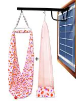 VParents Preemie Baby Swing Cradle with Mosquito Net Spring and Metal Window Cradle Hanger (Orange)