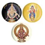 Dhcrafts Multicolor Metal God Ayappa Printed Fridge Magnet, 5.8 Cm (Pack Of 3)
