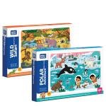 Mini Leaves Multicolor Wood Birthday Gift Wooden Puzzles Wild Safari Animal and North Pole Animals 36 months (Pack of 59)