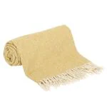 Ambbi Collections Yellow Cotton Reversible Throw With Tassel Hand Knitted - 52 x 68 Inch
