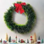 Webelkart Plastic Combo of Holy Wreath for Tree Decor Wall 12 Inch Hanging, and 25 Small Christmas Tree Hanging Ornaments (Green)