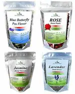 VY VedaYug Natural Blue Butterfly Pea Flower20 g ,Rose Petals 50g, Lavender Flowers 30g and Jasmine Dry Flower 20g Tea for Good Health 95 g (Pack of 4)