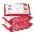 Mylo Gentle Baby wipes with 98% Pure Water, Coconut Oil & Neem With Lid 80 Pieces (Pack of 3)